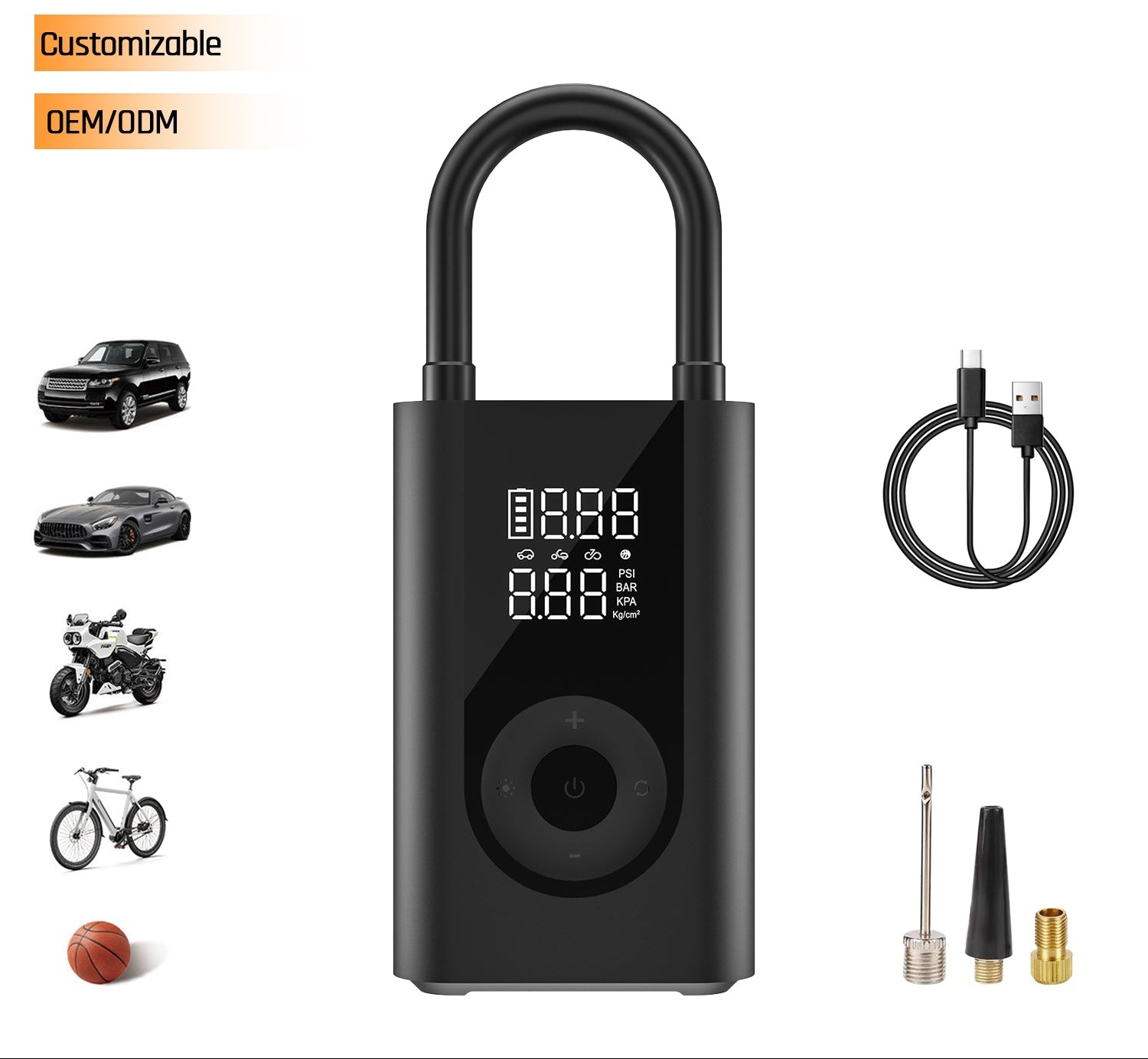 Compresseur d'air pour voiture, gonfleur de pneus avec manomètre, pompe à vélo portable