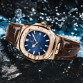 POEDAGAR Montre homme P613 Quartz avec bracelet cuir, luminescente, étanche 3 ATM